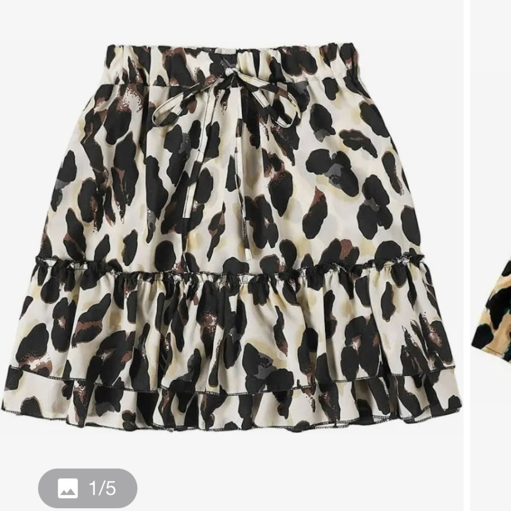 Large leopard ruffle mini skirt